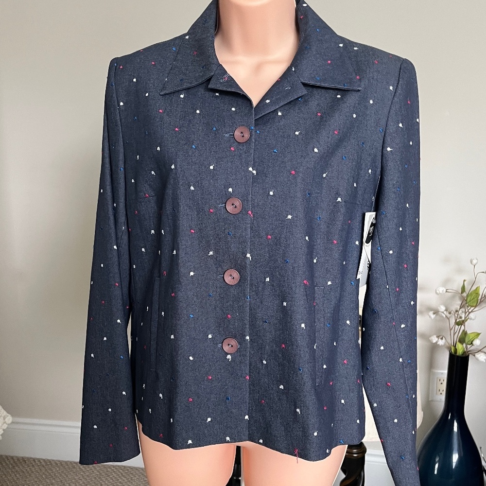NWT - Mondo Denim Look Polka-Dot Jacket. NWT. with. Size 10